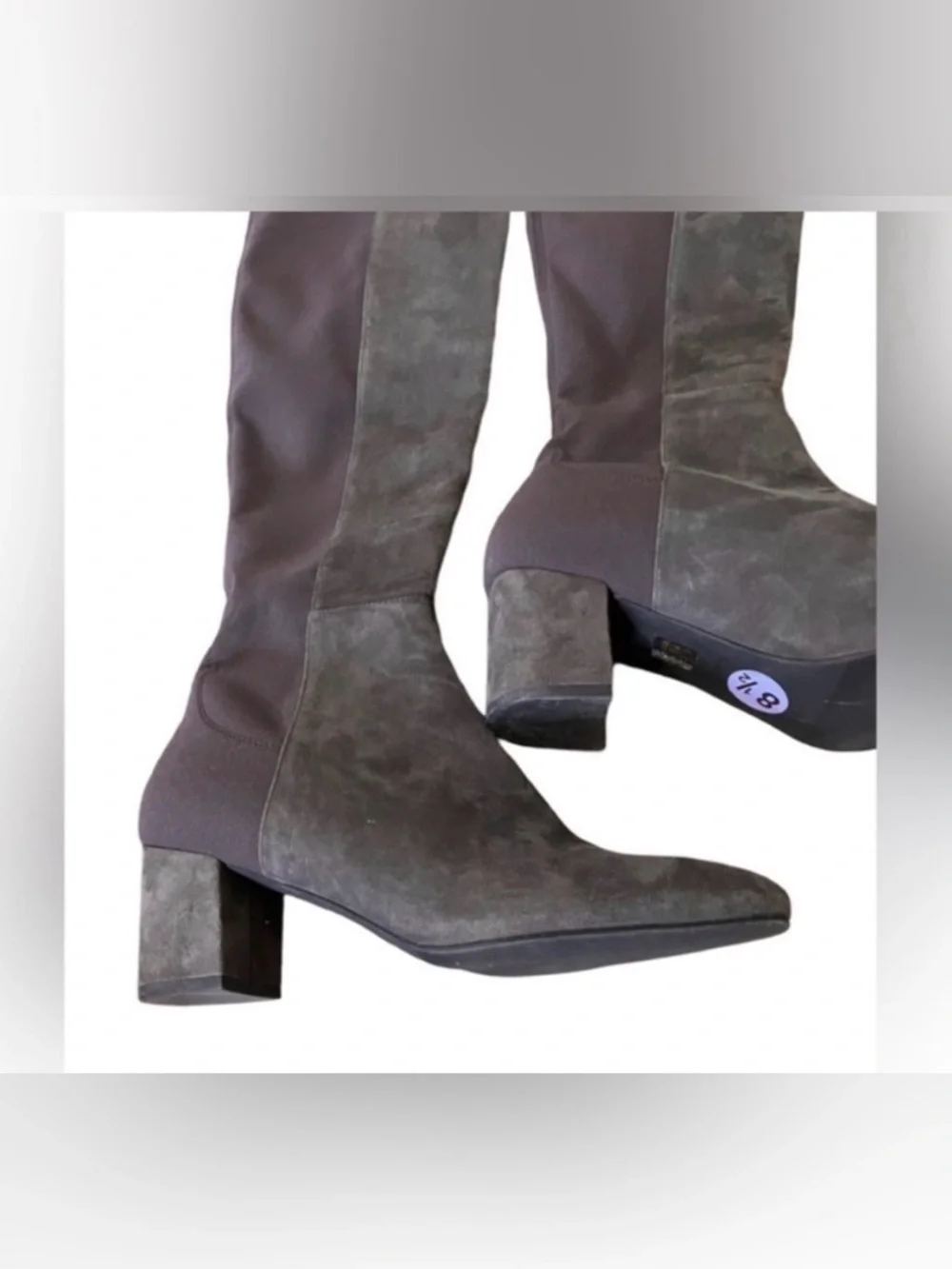 Stuart Weitzman Gillian 60 City Suede Over-The-Knee Boots Charcoal Gray Size 8.5